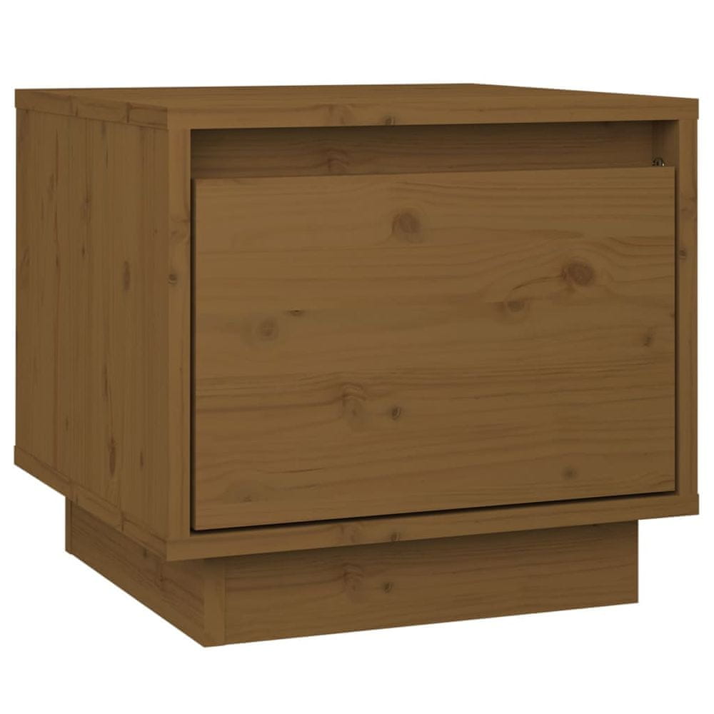 Vidaxl Nočný stolík medovo-hnedý 35x34x32 cm masívne borovicové drevo
